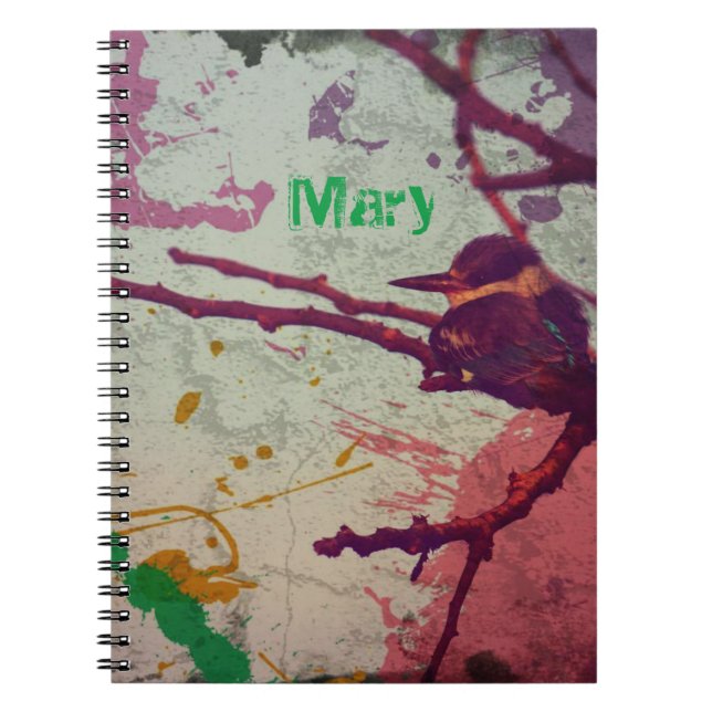 Bird On A Branch -Paint Splatter Notebook (Front)