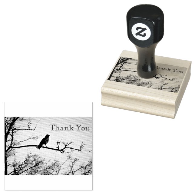 Bird on a Branch Thank You Rubber Stamp (Stamped)