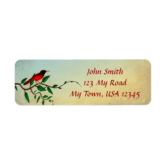 Bird on a Vine Return Address Lables Label (Front)