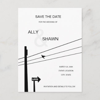 BIRD ON A WIRE ANNOUNCEMENT POSTCARD