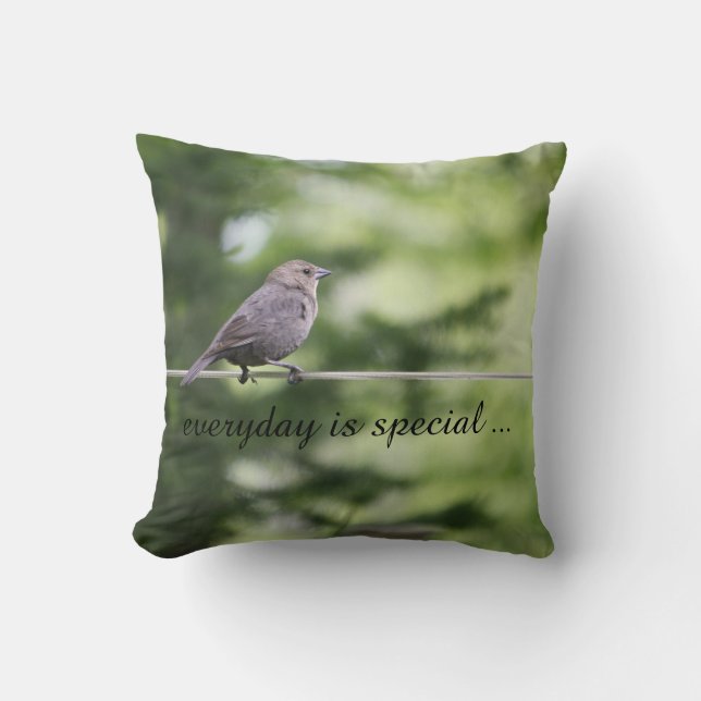 Bird on a wire pillow - everyday is special (Front)