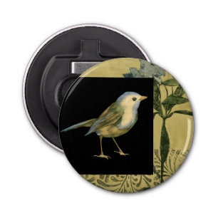 Bird on Black and Vintage Background Bottle Opener