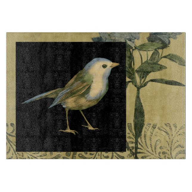 Bird on Black and Vintage Background Cutting Board (Front)