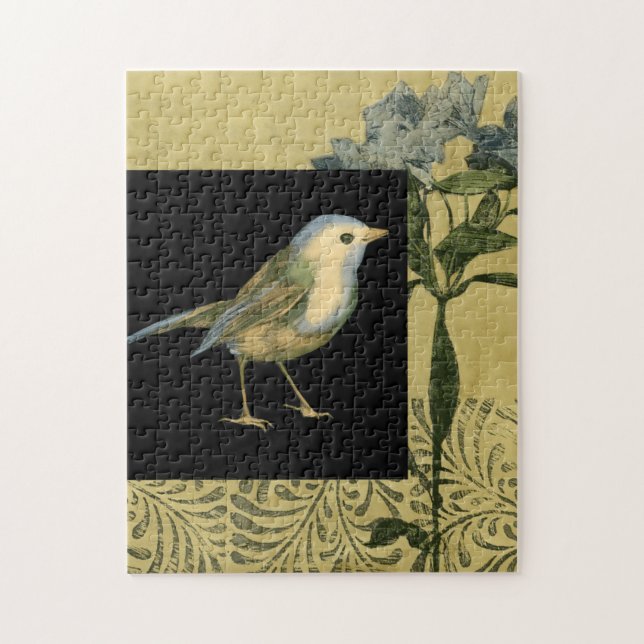 Bird on Black and Vintage Background Jigsaw Puzzle (Vertical)