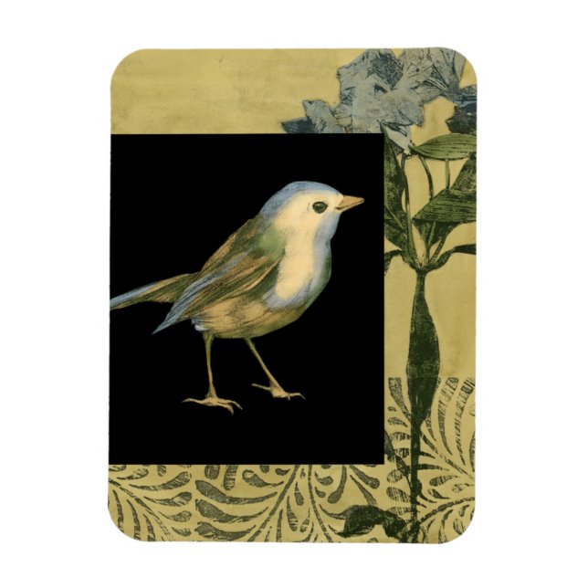 Bird on Black and Vintage Background Magnet (Vertical)