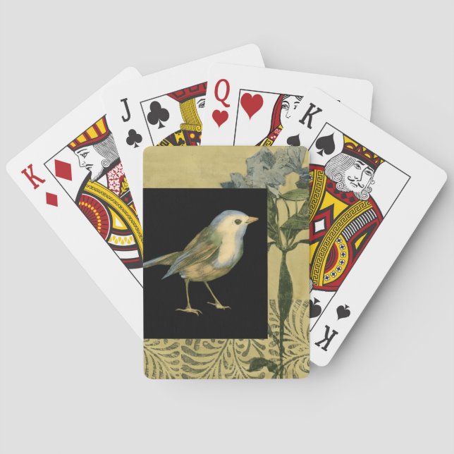 Bird on Black and Vintage Background Playing Cards (Back)