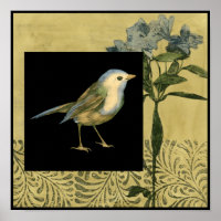 Bird on Black and Vintage Background
