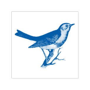 BIRD ON BRANCH RUBBER STAMP