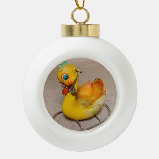 bird on ceramic ball ornament (Front)
