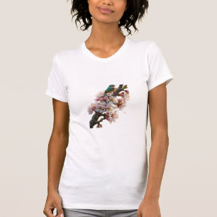 Bird on Flowering Tree Branch T-Shirt