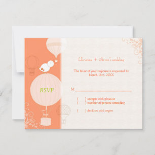 Bird on Hot Air Balloons Wedding RSVP Card