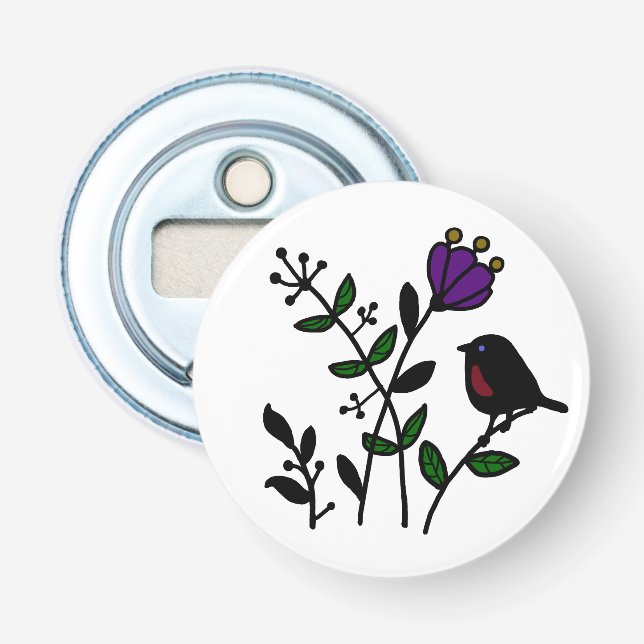 bird on meadow bottle opener (Front)