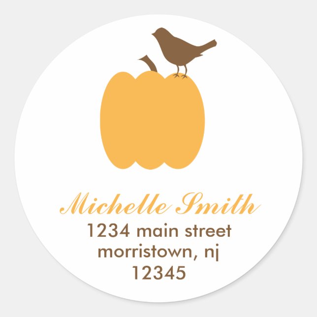 Bird on Pumpkin Address Labels (Front)