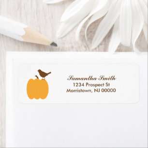 Bird on Pumpkin Return Address Labels