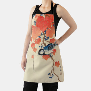 Bird on Red Ivy, Koson, Ukiyo-e Apron