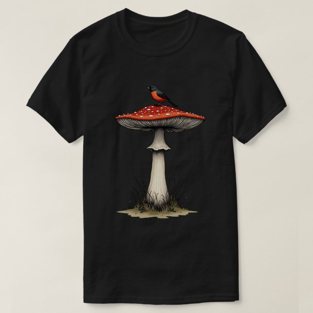 Bird on Toadstool T-Shirt (Design Front)