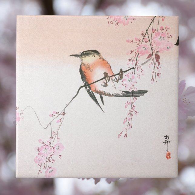 Bird on Weeping Cherry - Shidarezakura ni kotori   Ceramic Tile (Creator Uploaded)