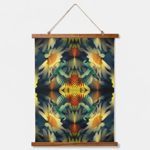 Bird On Yellow Daisies Abstract Fantasy Art Hanging Tapestry