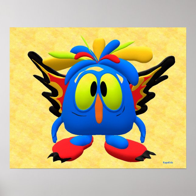 Bird Owl Monster Animated Character Poster (Front)