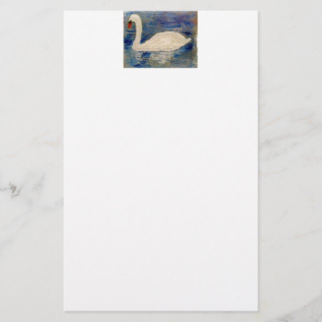 Bird Painting Swan Stationery (Front)