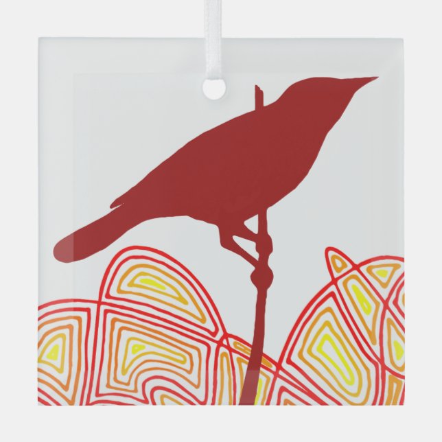 Bird Paper Napkins Glass Tree Decoration (Front)