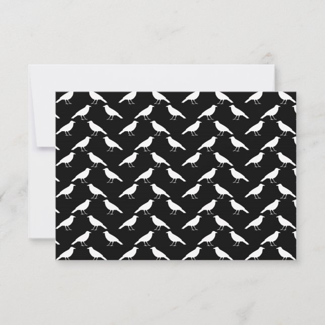 Bird Pattern. Crows in Black and White. RSVP Card (Front)