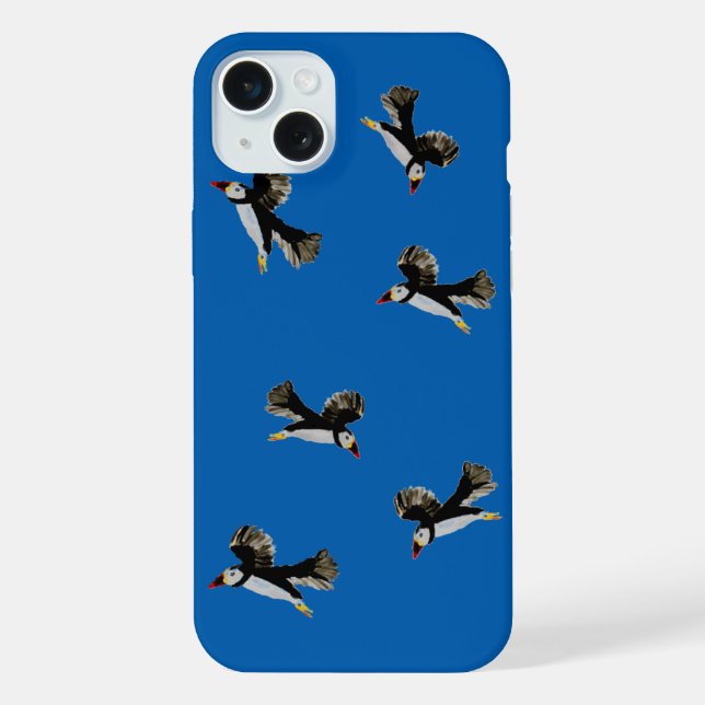 Bird Pattern Flying Puffins Custom Colour iPhone Case (Back)