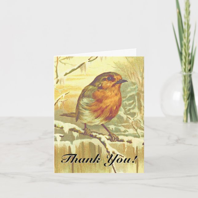 Bird Perched on a Branch, "Thank You!" Card (Front)