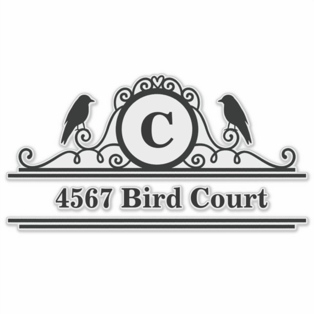 Bird Personalised Mailbox Address Sticker (Front)