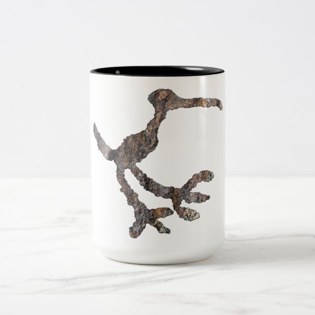 Bird Petroglyph Two-Tone Coffee Mug (Center)