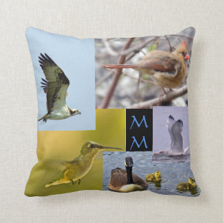 bird photo collage throw pillow