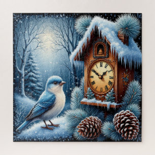 Bird, Pinecones, and Wooden Clock Jigsaw Puzzle