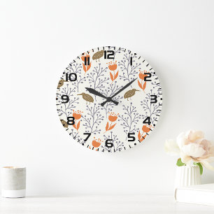 Bird Plant Large Clock