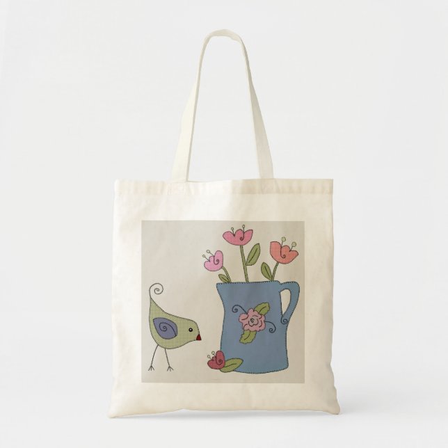 bird pocket tote bag (Front)
