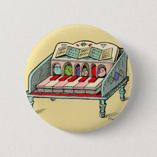 Bird Powered Harpsichord 6 Cm Round Badge
