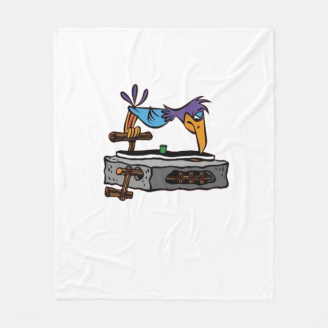 Bird Record Player Fleece Blanket (Front)