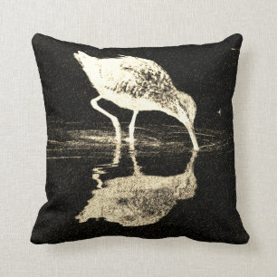 Bird Reflection Black and White Modern Cushion