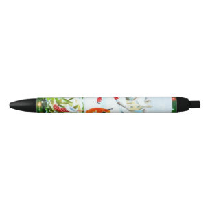 Bird Robin Couple Winter Holly Christmas Black Ink Pen