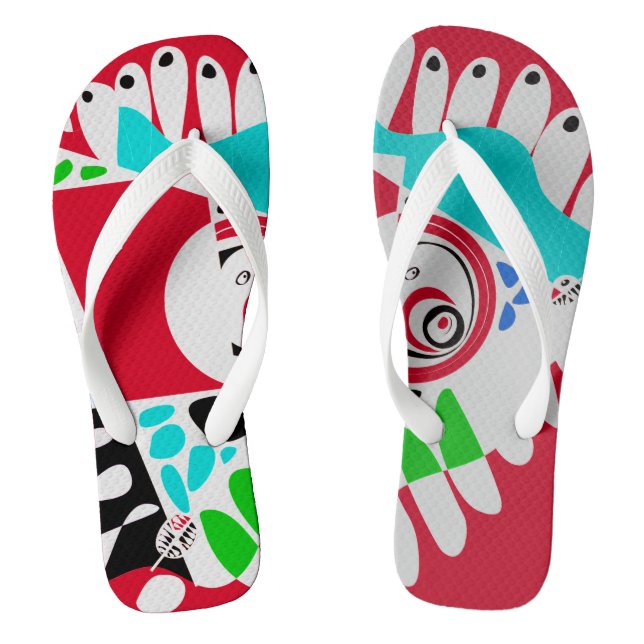 Bird’s Nest - Crimson Red Grey Thongs (Footbed)