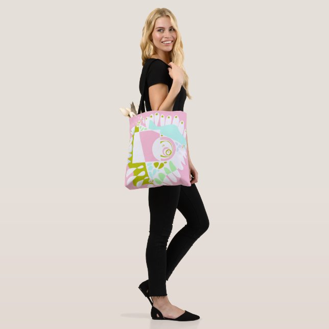 Bird’s Nest - Flamingo Pink White  Tote Bag (On Model)