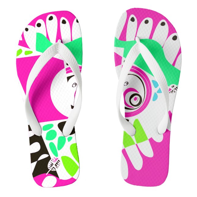 Bird’s Nest - Fuchsia White Thongs (Footbed)