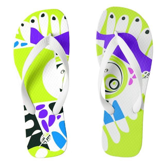 Bird’s Nest - Lime Green White Thongs (Footbed)