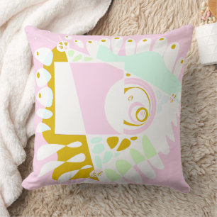 Bird’s Nest - Pastel Pink White Cushion