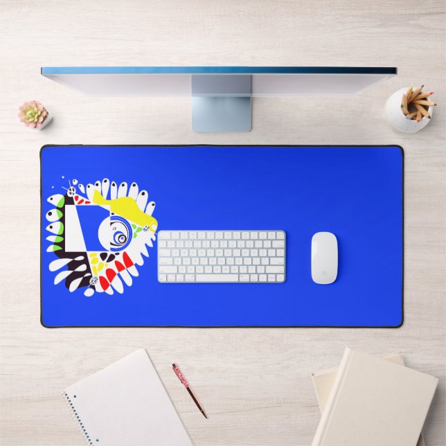 Bird’s Nest - Royal Blue White Desk Mat (Office 1)