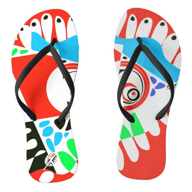 Bird’s Nest - Scarlet Red White Thongs (Footbed)
