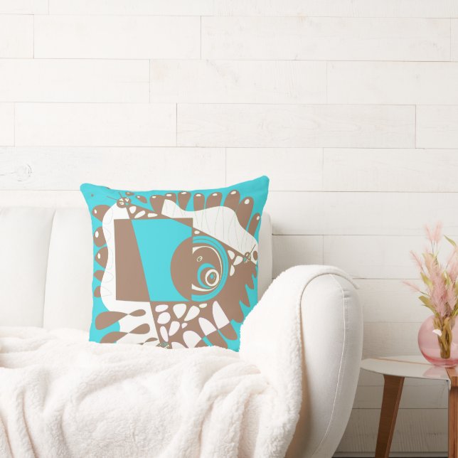 Bird’s Nest - Turquoise Brown Cushion (Couch)