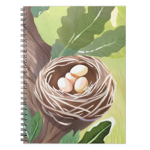 Bird’s Nest Watercolor Eggs Nature Painting Notebook