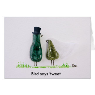 bird says tweet fun Wedding bride and groom