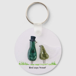 Bird says tweet fun Wedding bride and groom Key Ring