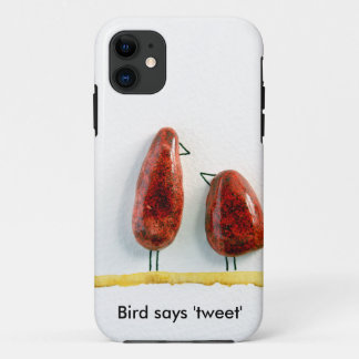 Bird says 'tweet' love birds sparkly red ceramic iPhone 11 case